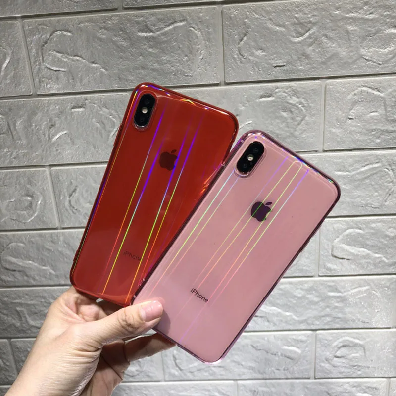 Цветной чехол для телефона Aurora Laser iPhone 11pro X XR XS MAX 7 8Plus 6 6S прозрачный Блестящий