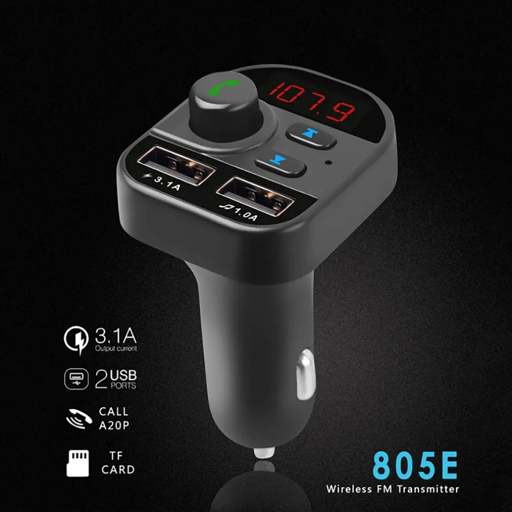 Автомобильный Bluetooth Версия 5,0, fm-передатчик, музыкальный плеер без потерь, MP3, беспроводной телефон с громкой связью, зарядка через два usb