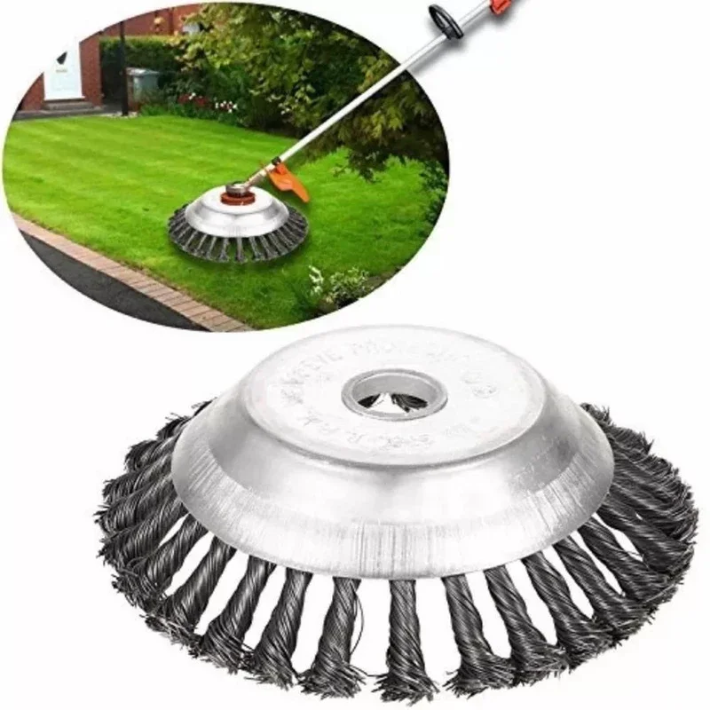 Steel Wire Wheel Garden Weed Brush Lawn Mower Grass Eater Trimmer Brush Cutter Tools Garden Grass Trimmer Head Weed Brush 4