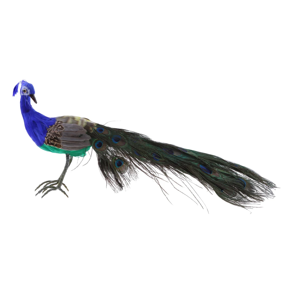 Vivid Artificial Peacock Bird Realistic Taxidermy Home Garden Decoration, turning head