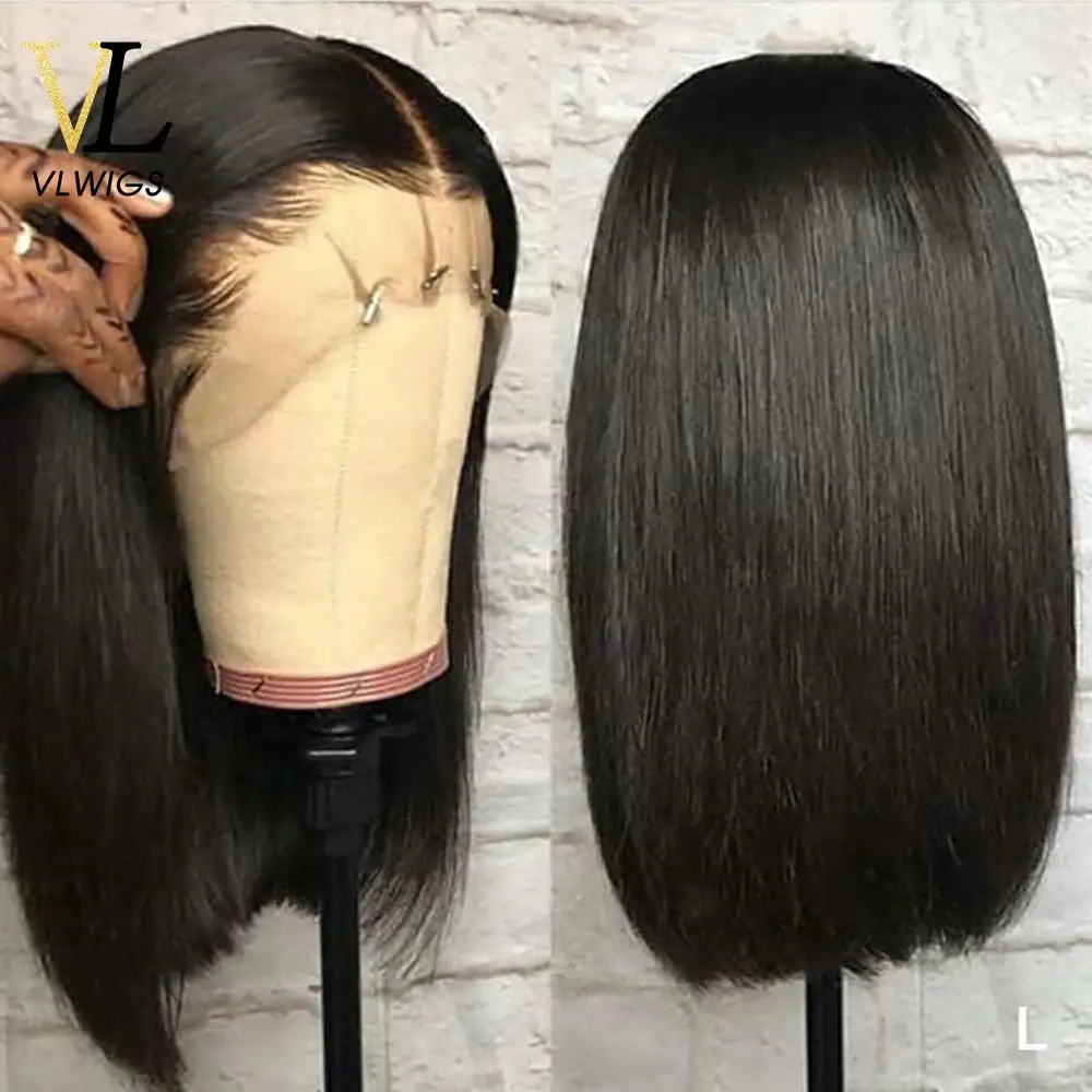 VLwigs боб парик короткий 360 кружевные парики бразильские Виргинские Remy человеческие прямые боб парики предварительно сорванные природные волосы с ребенком парик VL31
