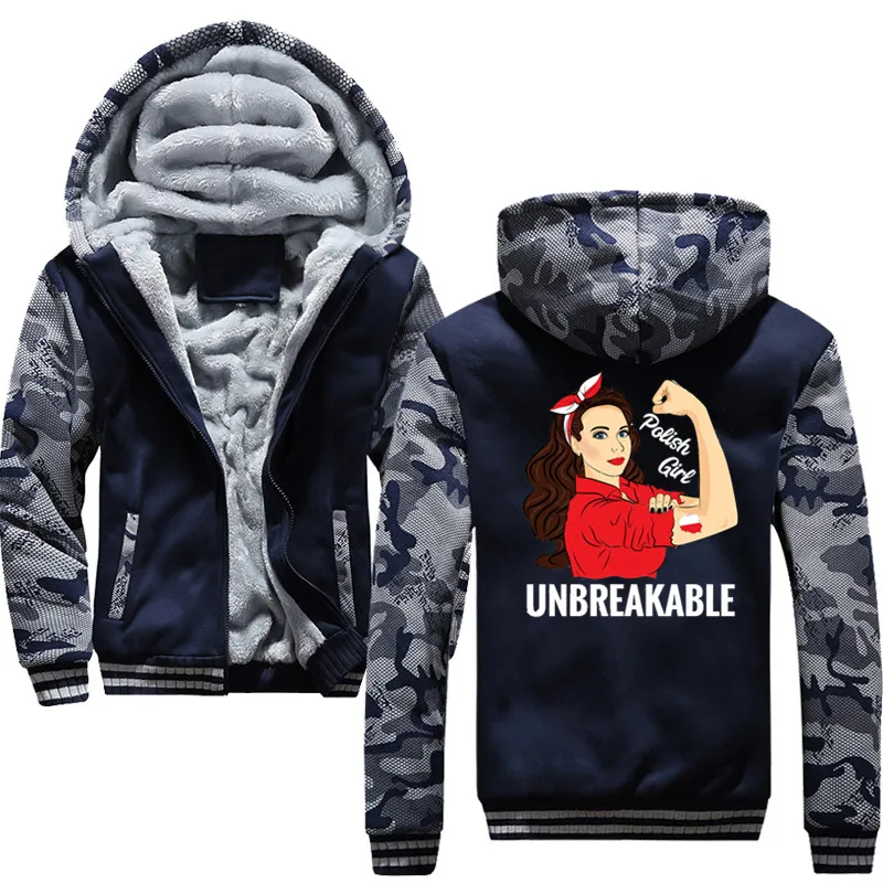 

Polish Flag Girl Unbreakable Polska Poland Hoodies Winter Camouflage Sleeve Jacket Men Fleece Sweatshirts men's clothing