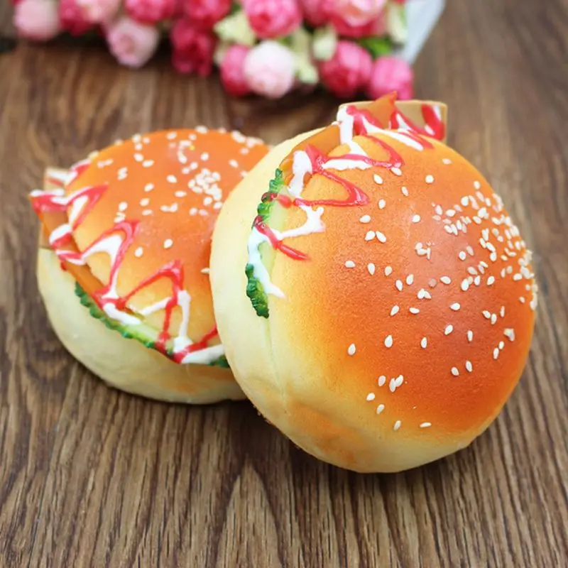 

2Pcs Realistic Artificial Bread Hamburger Model Photography Props Kitchen Decor