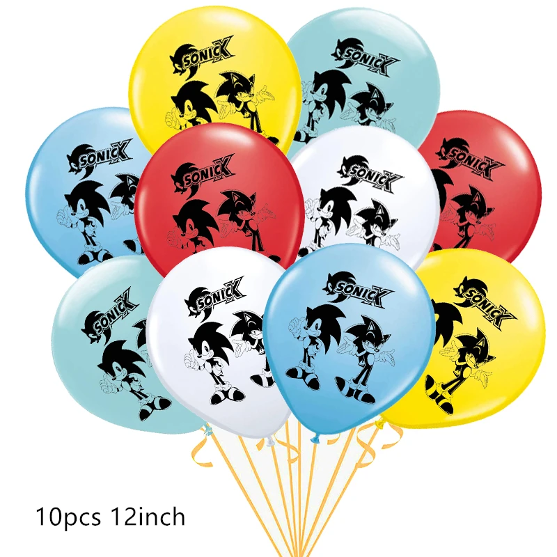 10pcs 12inch mix Новинка, 10 шт., звуковые латексные шары, ёжик, супергерой, игра, фанаты, баллон с днем рождения, вечерние украшения, детские игрушки, товары для игры, Globos - Цвет: 10pcs 12inch mix