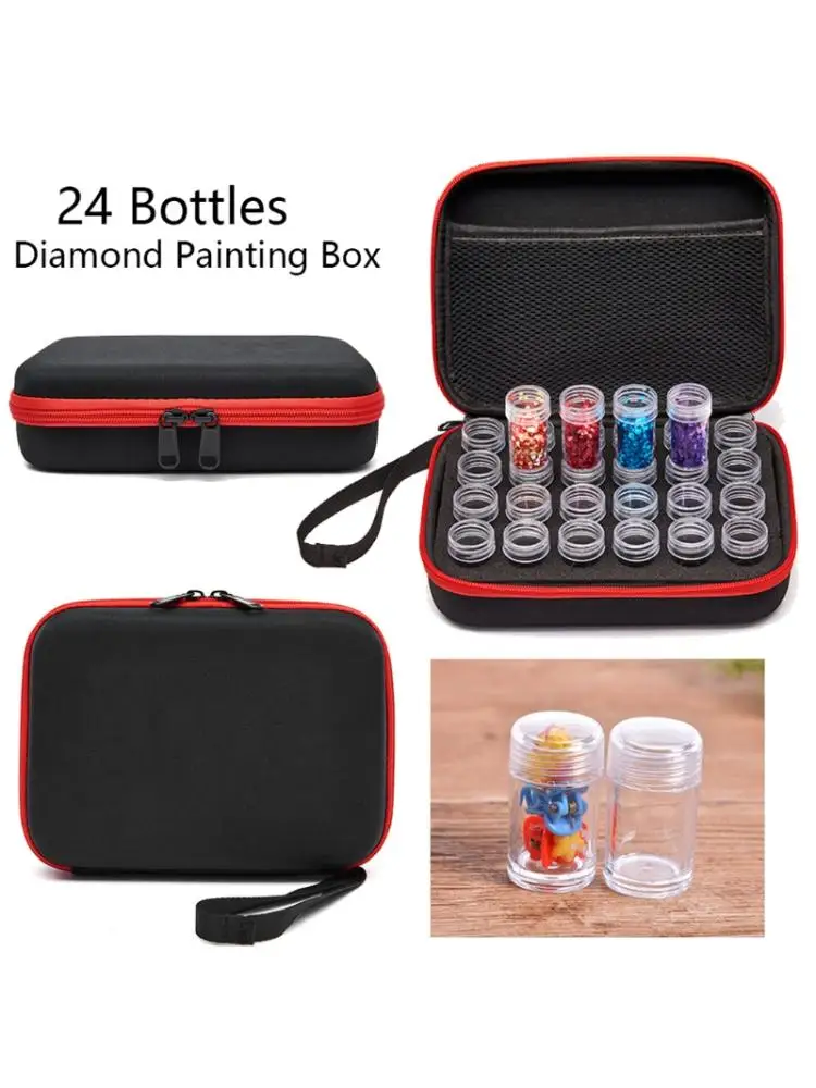 

24 Bottles Diamond Painting Accessories Container Storage Bag Box Carry Case Diamond Embroidery Tools Handbag
