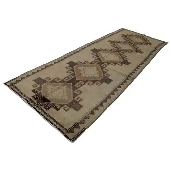 

128x351 Cm Beige Handmade Vintage Anatolian Rug-4x11 Ft