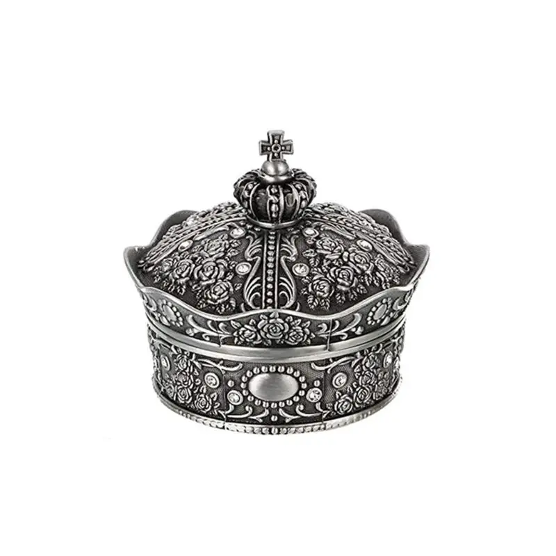 Винтажная шкатулка античный дизайн Корона брелок сундук для хранения(L) T4MD