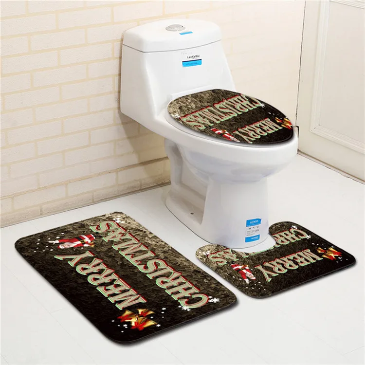 Free Shipping 3Pcs/set Merry Christmas Bathroom Carpet Set Dywaniki Lazienkow Bath Mats Rug Tapete Banheiro Tapis Salle De Bain