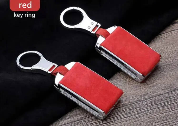 red key ring Для Volvo XC90 XC60 S90 V90 автомобильный Гальванизированный Сплав& Sued Кожаный Брелок чехол Крышка Брелок смарт ключ Замена Крышка - Название цвета: red key ring