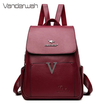 

2020 Women Leather Backpacks High Quality Female Vintage Backpack for Girls School Bag Travel Bagpack Ladies Sac A Dos Back Pack