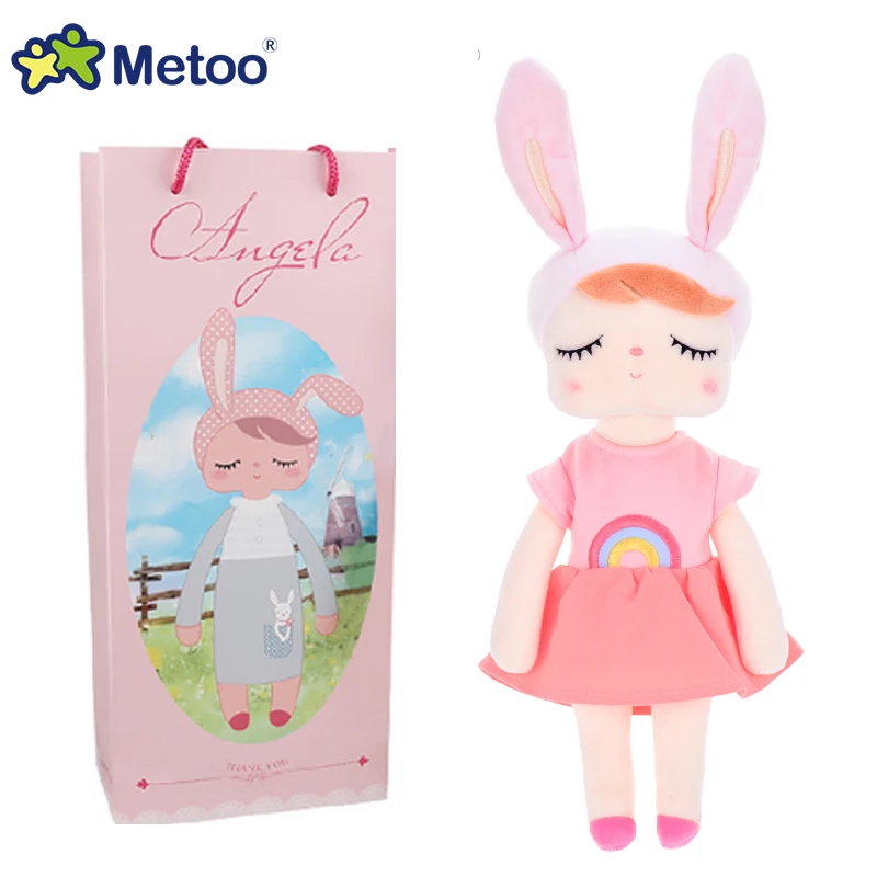 В коробке Metoo Кукла Kawaii плюшевая мягкая плюшевая животные детские игрушки для девочек и мальчиков на день рождения Рождество Кролик Анжела - Цвет: Оранжевый
