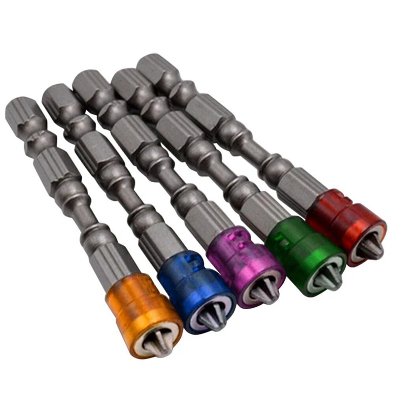 5 colors KINDLOV 5 шт. набор магнитных отверток PH2 электрическая отвертка Биты S2 противоскользящие 1/" шестигранный хвостовик с одной головкой электроинструменты - Цвет: 5 colors
