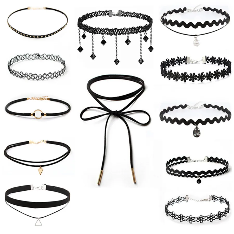 Модные ожерелья 2019 Милая любовь кулоны с кристаллами черный бархатный