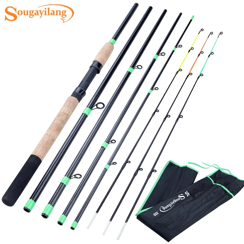 Sougayilang Fishing Rod 3m Feeder 30-120g Power Wooden Handle 6 Sections Carbon Fiber Travel Tackle Pesca | Спорт и развлечения