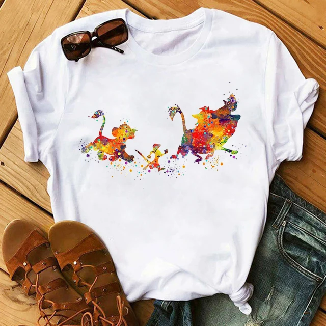 W302-White Женская футболка Harajuku Ullzang The Lion King Kawaii, забавная футболка, женская летняя футболка, модный топ, футболка с рисунком, женская футболка - Цвет: W302-White