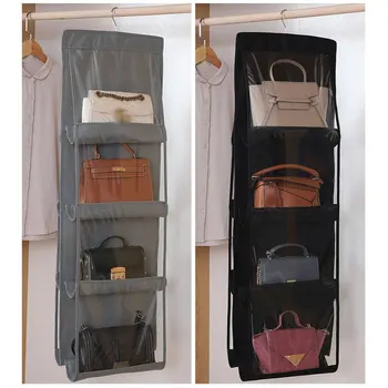 

8 Pocket Foldable Hanging Bag 4 Layers Folding Shelf Bag Purse Handbag Organizer Door Sundry Pocket Hanger Storage Closet Hanger