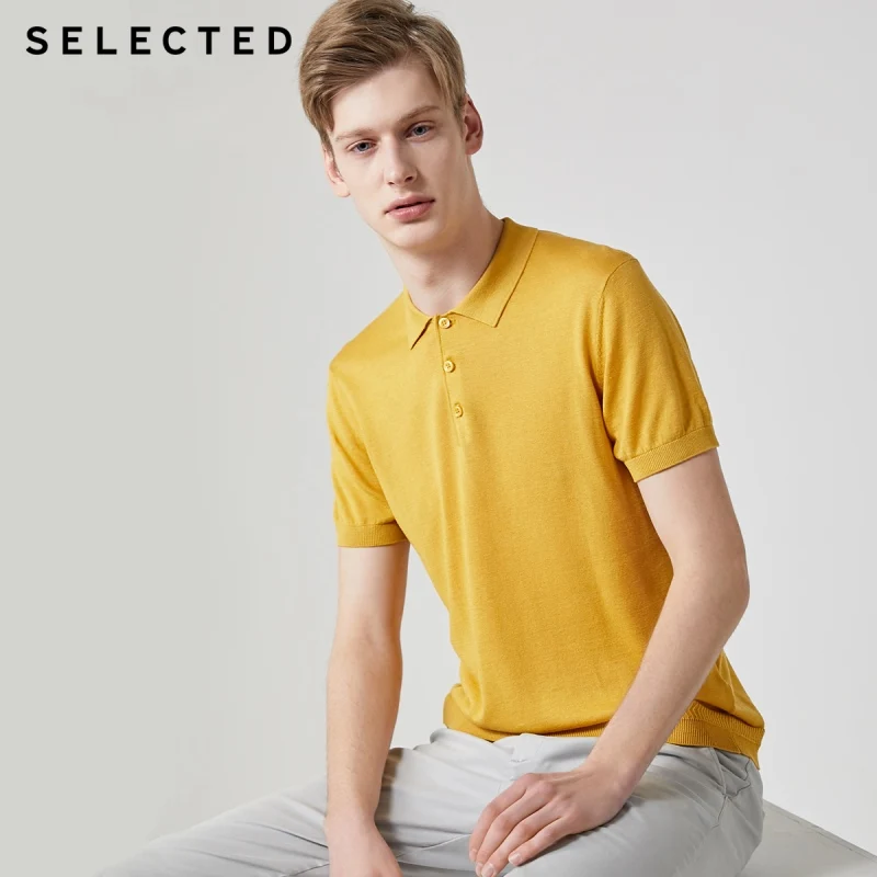 

SELECTED Men's Linen Turn-down Collar Short-sleeved Poloshirt S|419206567