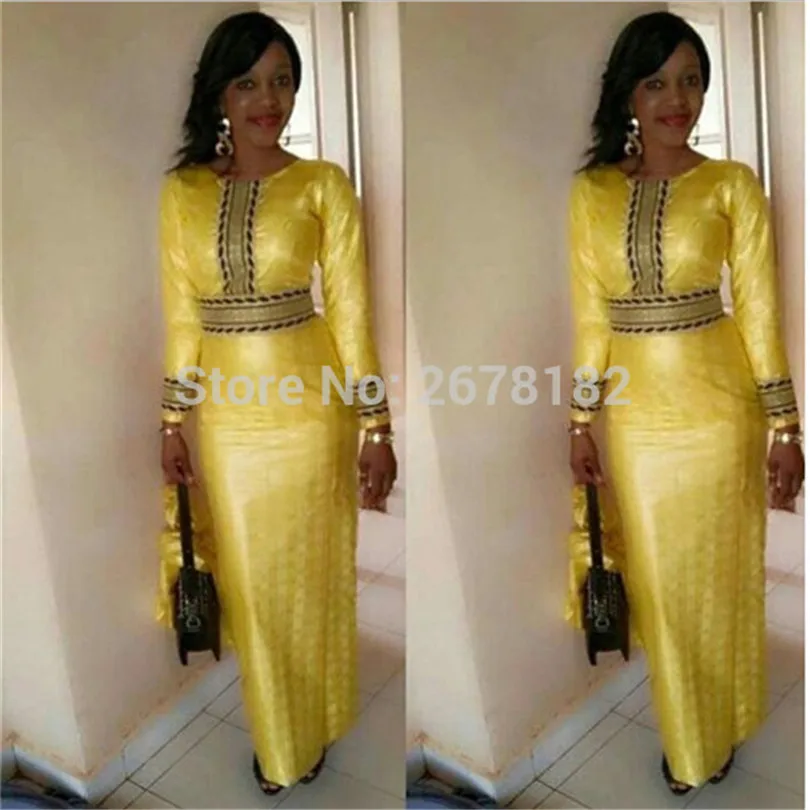 

African clothing African dashiki dress for women Yellow grid head prints African dress style