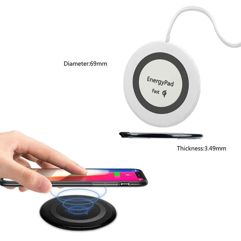 EnergyPad Qi Беспроводной быстро Зарядное устройство 7,5 W для iPhone X/8/8 Plus samsung Galaxy
