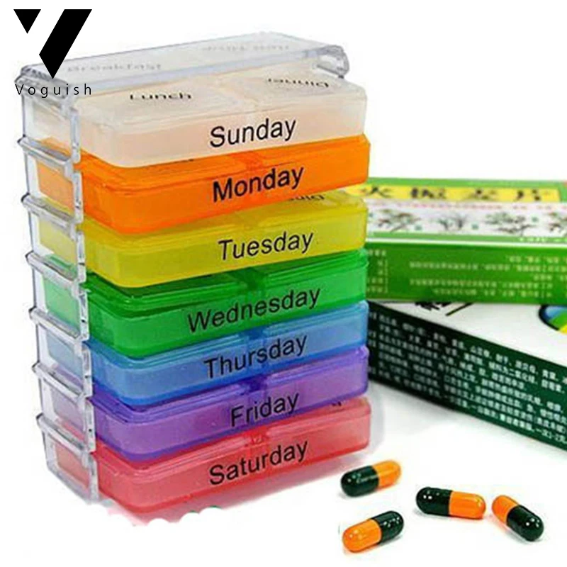 

1pcs 7 Days Pill Box Pill Case Container For Tablets Weekly Divider Drug Storage Medicine Weekly Storage Box Container Organizer