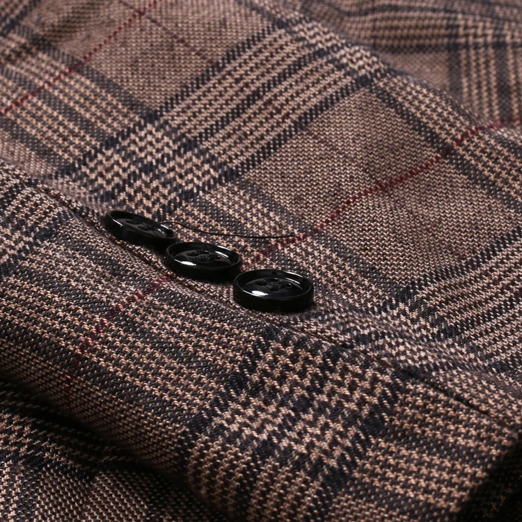 Осень и Новинка зимы продукты Для мужчин Slim Fit Топы Повседневное в клетку два зерна Однобортный пиджак 9763