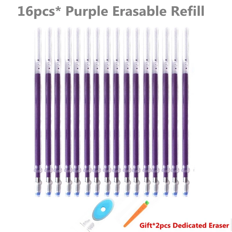 16pcs purple Refill 8 шт./компл. 8 цветов на выбор, 0,5 мм Kawaii пилот стираемая ручка волшебный гель ручка для школы и офиса письменные принадлежности Канцтовары для студентов - Цвет: 16pcs purple Refill