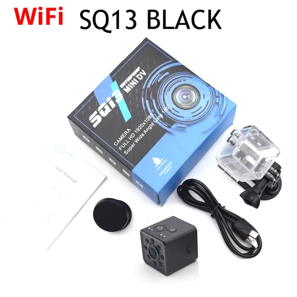 BLACK SQ13 Мини-камера, Wi-Fi, SQ13, Full HD, 1080 P, спортивный DV рекордер, 155, ночное видение, маленькая экшн-камера, видеокамера, DVR, pk, sq23 11 - Цвет: BLACK SQ13