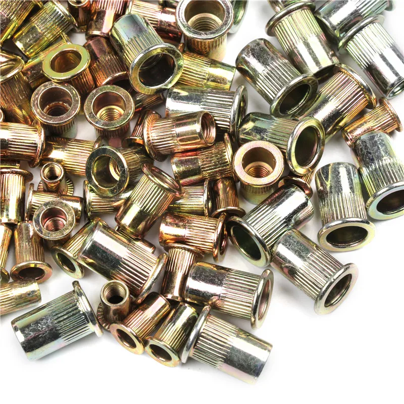 100PCS Mixed Zinc Plated Carbon Steel Rivet Nut Threaded Rivnut Insert M4 M5 M6 M8