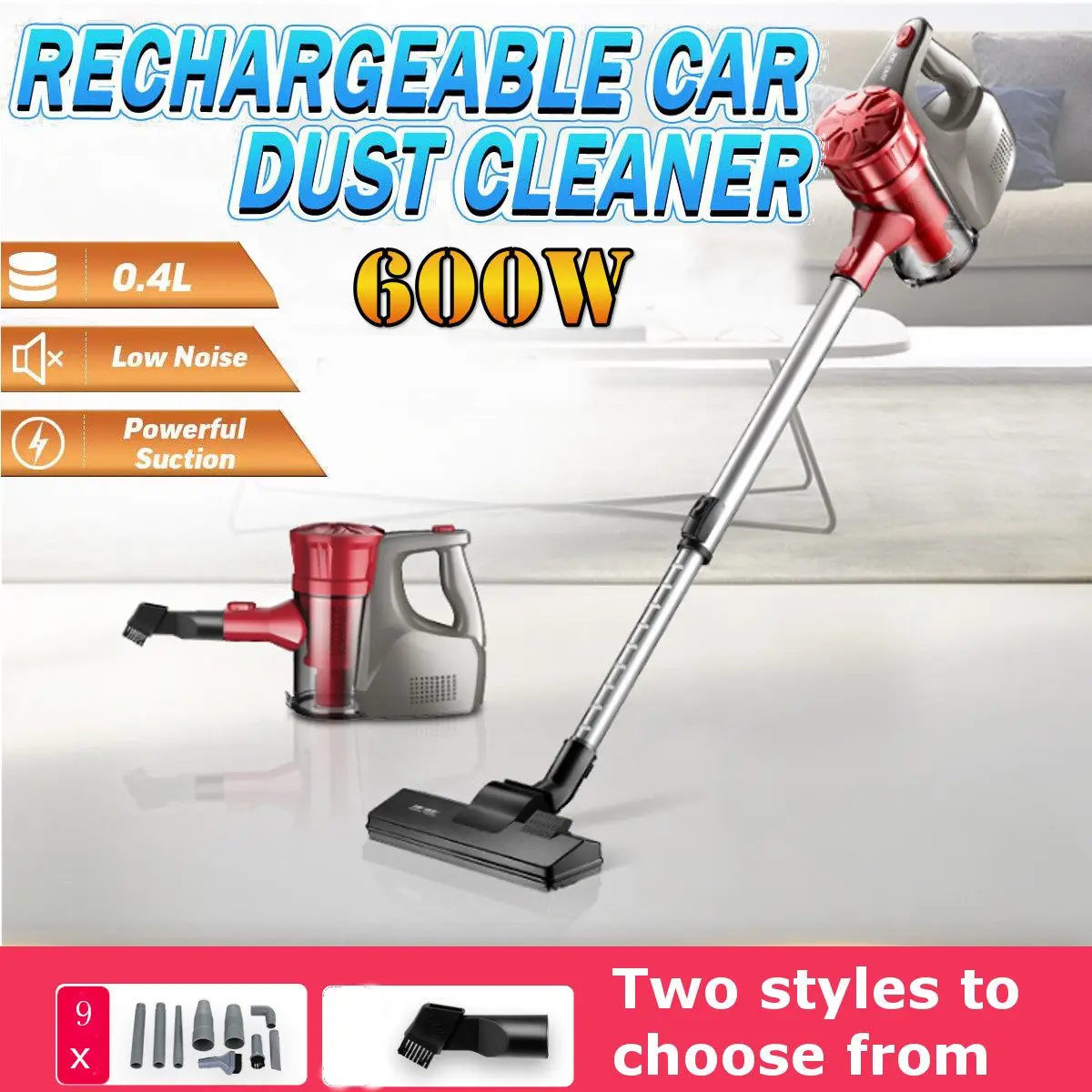 

9PCS Ultra Quiet Portable Hand Vacuum Cleaner for home Rod Mini Vacuum Cleaners Dust Collector Aspirator Floor Cleaner