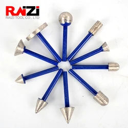 Raizi 5 Pcs/Lot Best Sintered Diamond Burrs Mounted Grinding Points For Granite Marble Stone Concrete 6mm Shank Carving Head Bit
