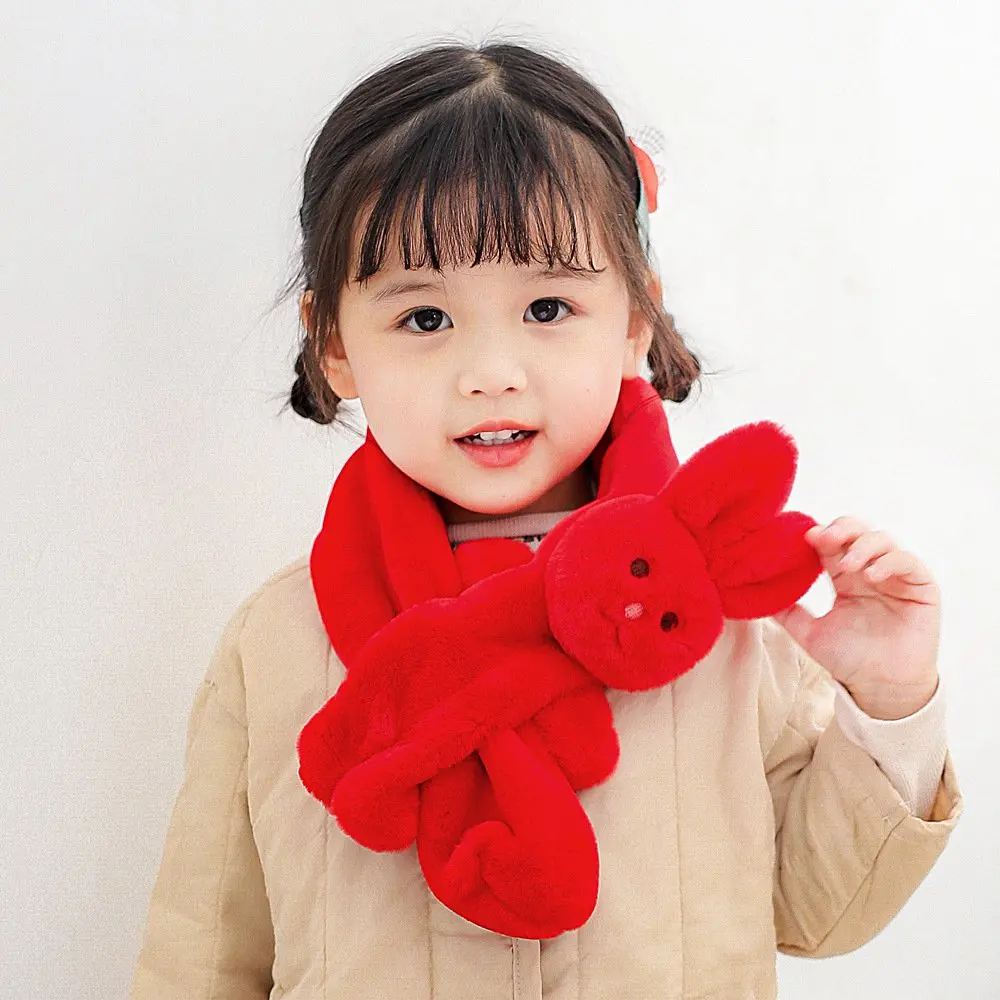 4 Winter Cute Children Rabbit Scarf Boy Girls Warm Lovely Scarves Baby Imitation Fur Dog Collar Scarf Neck Warmers Christmas Gift - Цвет: 4