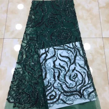 

2020 Latest African Sequins Lace Fabric Top Quality French Net Sequin Lace Fabric for Party Dress African Dry Lace