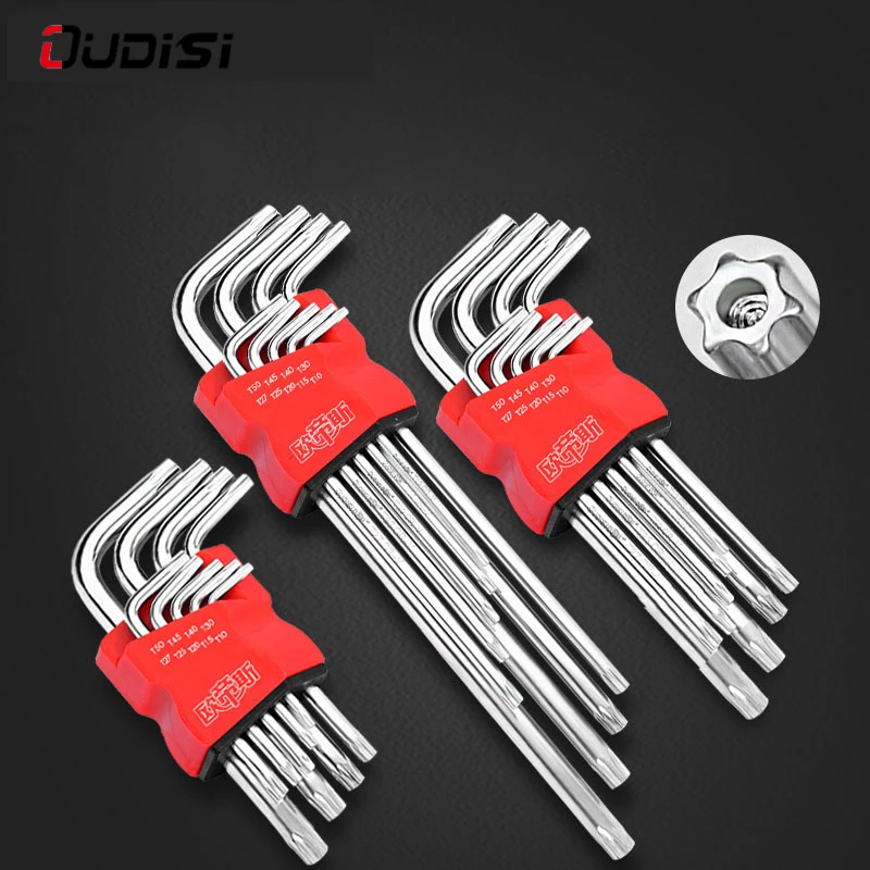 

Allen Key Set Hex Wrench Screwdriver Set Hexagon Spanner Universal 9Pcs Ball End Torx Star Keys Tool L Type Hand Tools Kit