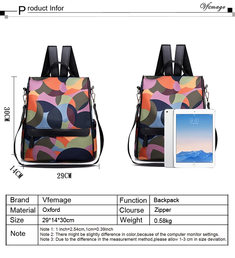Vfemage Multifunction Backpack Women Waterproof Shoulder Bags Female Anti Theft Backpack Schoolbag for Girls Sac A Dos Mochila