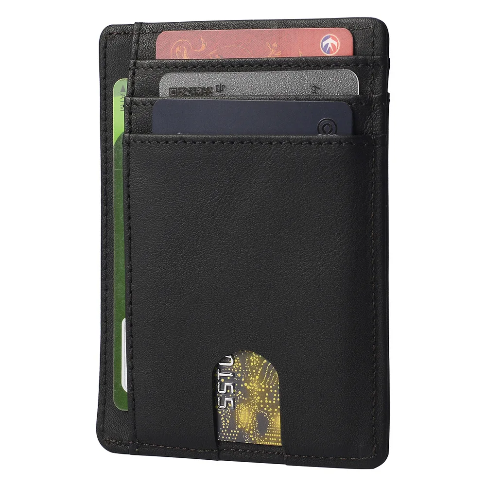 RFID блокирующий кошелек из натуральной кожи, кредитный ID держатель для карт 8 карт, кошелек, чехол для денег для мужчин и женщин, тонкий портативный держатель для карт