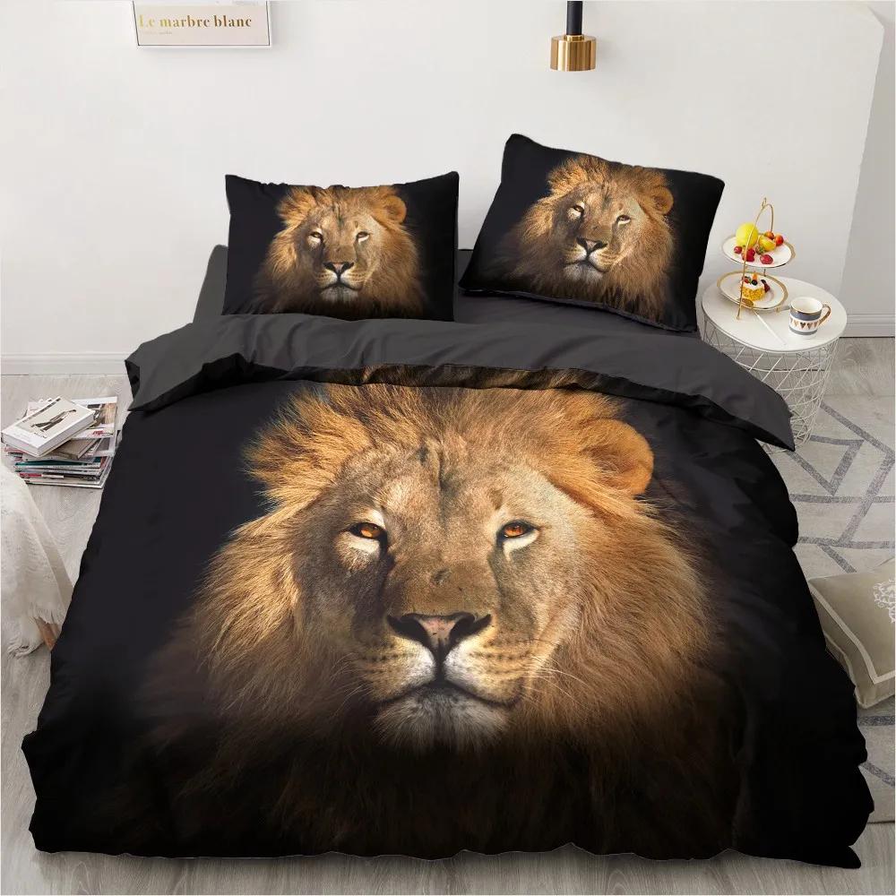 3D Leopard Dark Grey Animal Duvet Quilt Covers Pillowcases Bedding Set 3 Sizes