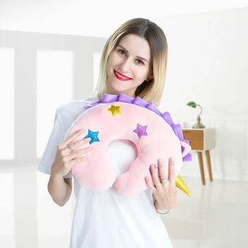 

Cartoon Soft Plush Unicorn Doll Pillow Colorful Unicorn U Shaped Neck Pillow Stuffed Animal Horse Cushion Gift