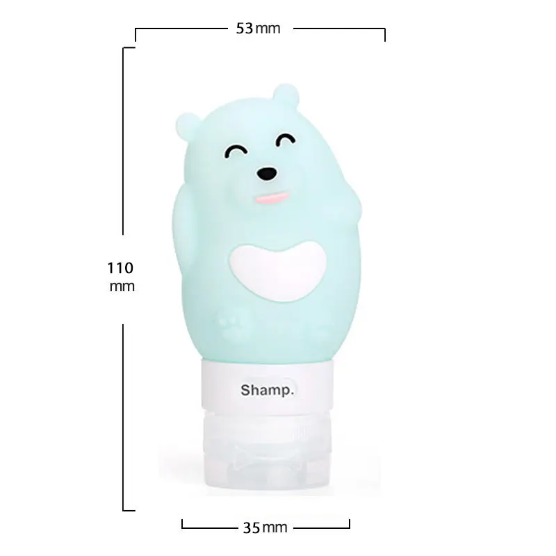 green bear 1 шт. 38 мл 60 мл 80 мл Портативный Силиконовый многоразовый Пустой дорожный Упаковочный пресс для лосьона и шампуня косметические контейнеры - Цвет: green bear