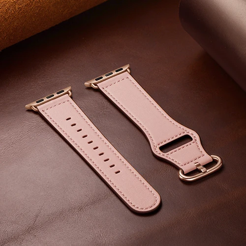 Кожаный ремешок для часов Apple Watch 42 мм 38 мм 40 мм 44 мм для iWatch ремешок Спортивная Пряжка 1 2 3 4 5 Аксессуары для часов - Цвет ремешка: pink