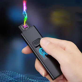 

New USB Lighter Windproof Double Arc Cigarette Lighter Fingerprint Sensing Metal Rechargeable Electronic Lighters Creative Gift