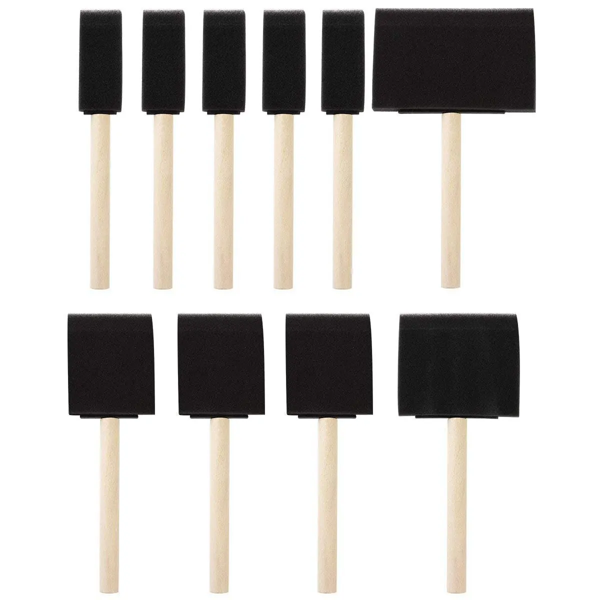 Esponja para pintar pinceles de espuma con asas de madera dura, paquete de 10