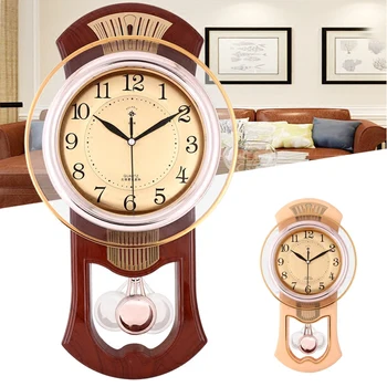 

Wood Vintage Pendulum Wall Clocks Large Living Room Antique Creative Wall Hanging Clock Shabby Chic Reloj Casa Home Decor ZB6WC