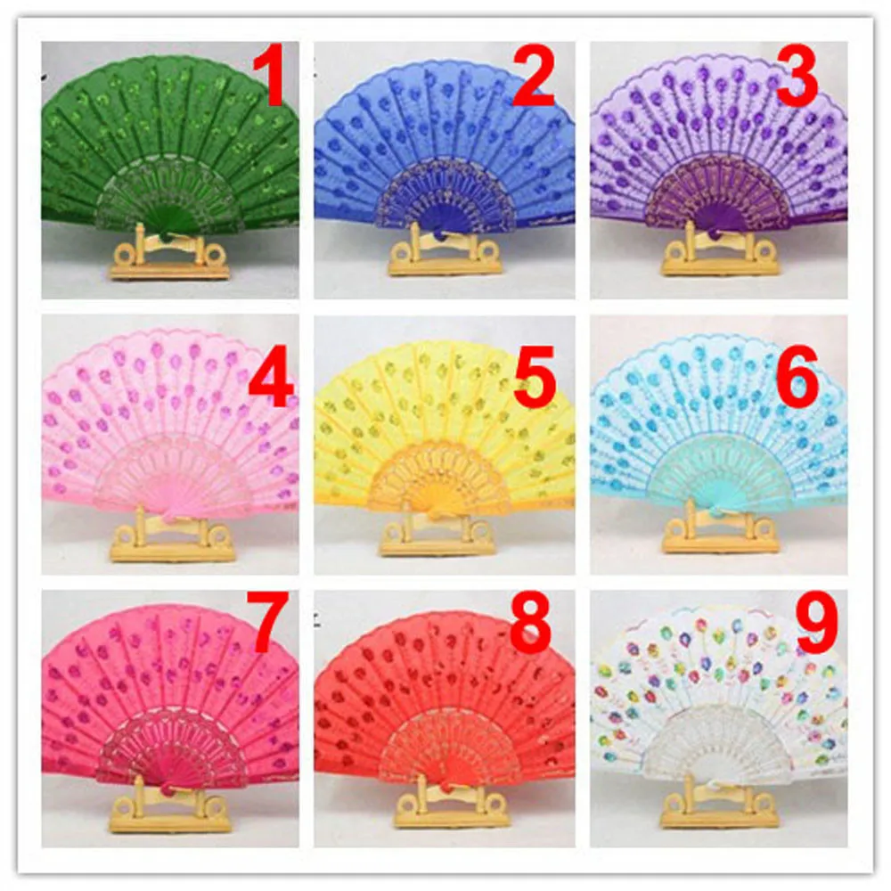 Spanish Lace Silk Folding Hand Held Dance Fan Flower Party Wedding Red
