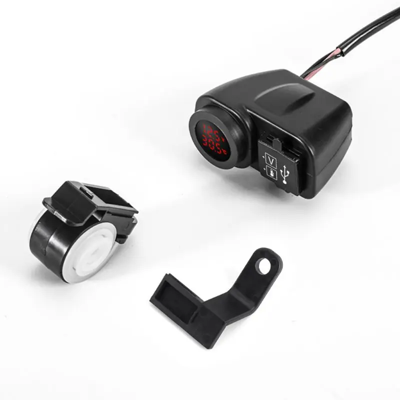 3в1 12V мотоцикл USB зарядное устройство адаптер Вольтметр термометр для мобильного телефона gps