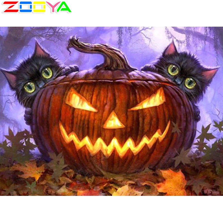 

Diamond Painted Pumpkin Picture Diamond Embroidery Stitch Halloween 5d Diamond Square Mosaic Full Diamond Picture Art sp917