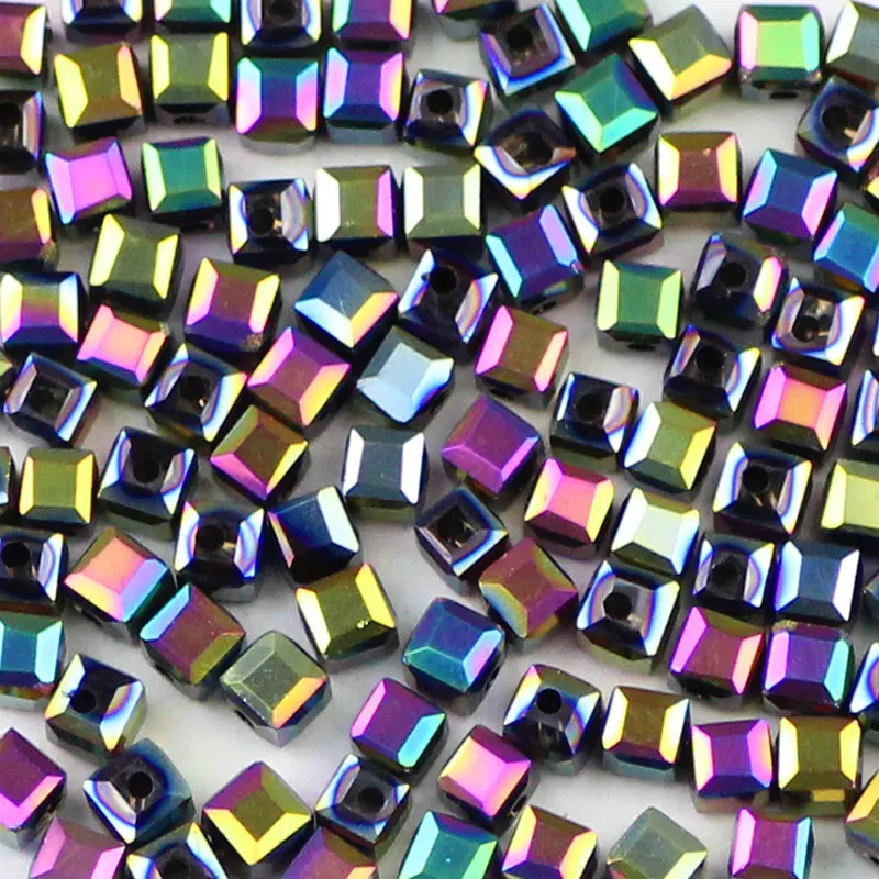 Multicolor YHBZRET, квадратная форма, высококлассные Австрийские хрустальные бусины, разделители, 3 мм, 100 шт, плакированные шарики, свободные бусины для изготовления ювелирных изделий, браслетов своими руками - Цвет: Multicolor