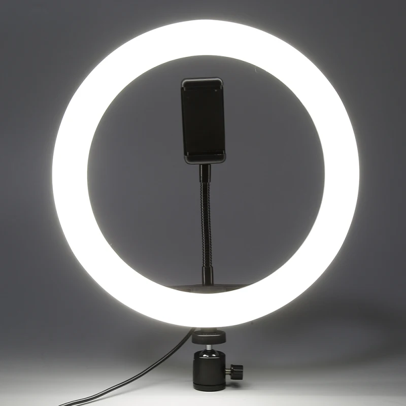8/10/12" Selfie LED Ring Light Cell Phone Holder Desktop Lamp Curved