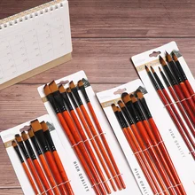 6 шт./компл. кисти для рисования акварель ручка комплект нейлон шерсть Коричневый стержень из березы Алюминий трубки инструмент канцелярских принадлежностей "сделай сам" для школьных принадлежностей