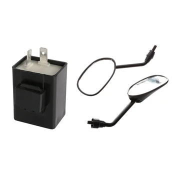 

2 Pcs Rear View Mirror for Motorcycle Scooter Tread Screw & 1 Pcs Relay for LED FLASHER Of Motorcycle Scooter 12V