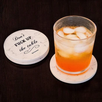 

4PCS Ceramic Soft Wooden Water Coaster Set Household Anti-scalding Letter Coffee Cup Mat Drinkware Home Decor Accessories.6